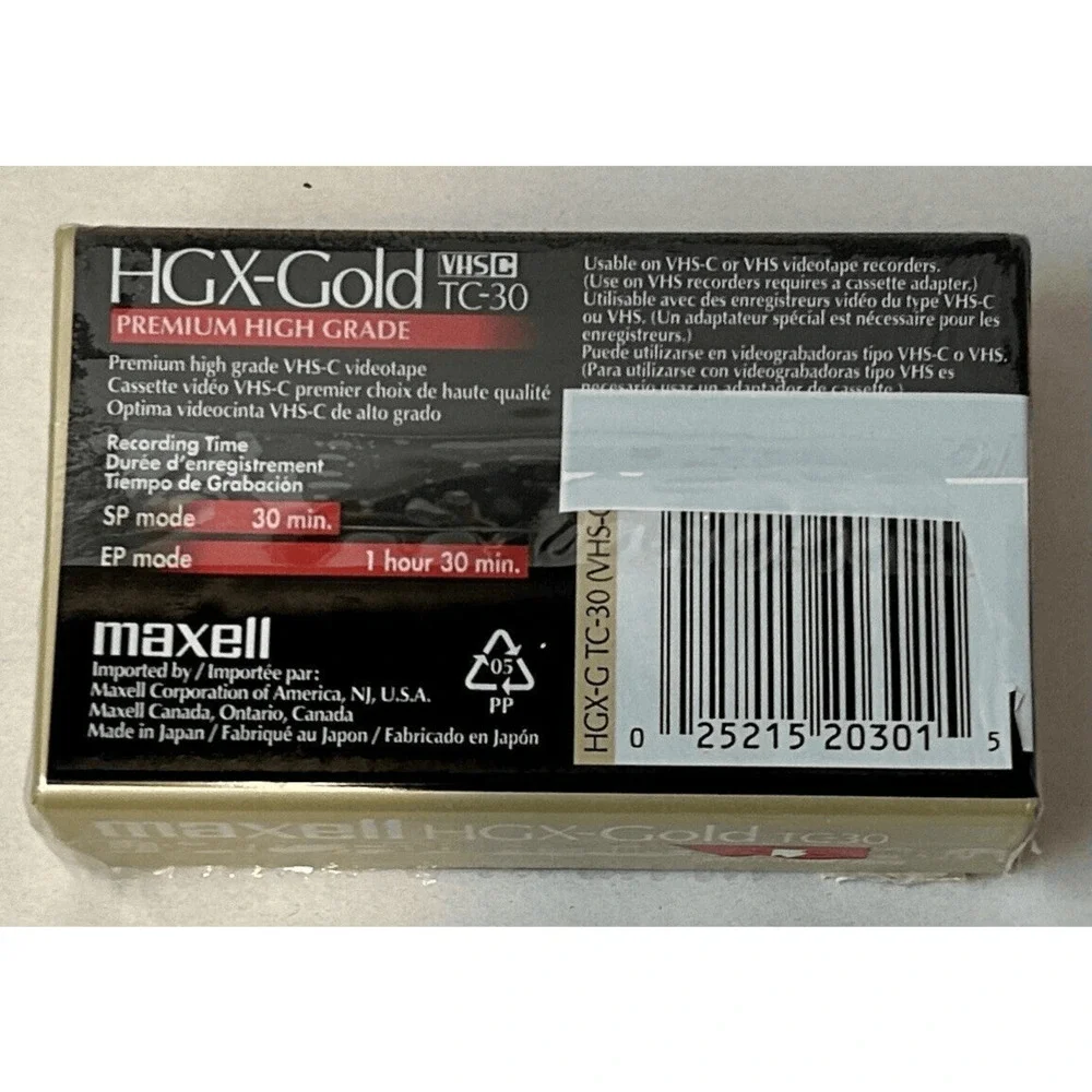 NEW IN PACKAGE! VINTAGE Maxell MAX203010 High Grade VHS-C Videotape Cassette